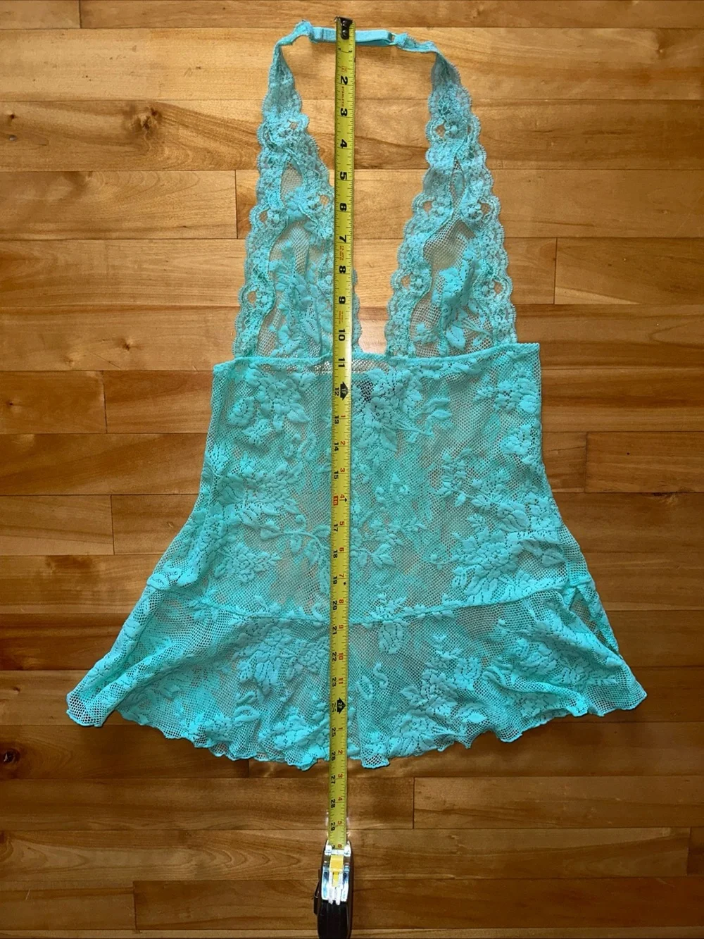 Victoria’s Secret Lace Halter Chemise Babydoll Aqua Open Back Lingerie S/P